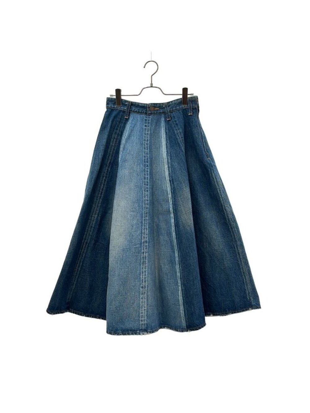 Celine Multi Panel Flare Denim Skirt 27 Indigo